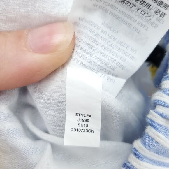 J. CREW Pinapple Embroidered Tiered Seersucker Pinstripe Lagenlook Midi Skirt - Picture 11 of 15